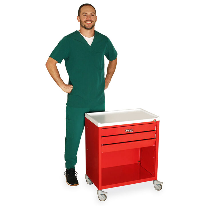 ETC-3K Red Economy Treatment Cart with Person