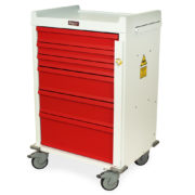 Aluminum MRI Compatible Emergency Cart, Six Drawers, Breakaway