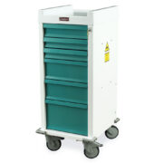 Aluminum Narrow MRI Cart, Six Drawers, Key Lock, MRN6K - Harloff