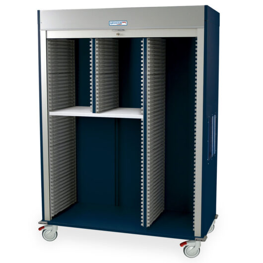 MSPM83-R0TK-SPLITA Navy Triple Column Storage Cabinet - Quarter Left