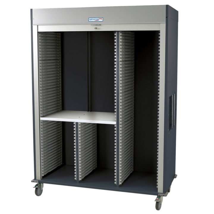 MSPM83-R0TK-SPLITB Hammertone Gray Triple Column Storage Cabinet - Quarter Left