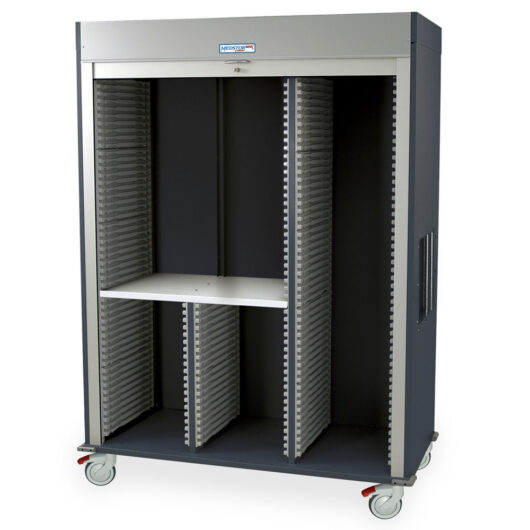 MSPM83-R0TK-SPLITB Hammertone Gray Triple Column Storage Cabinet - Quarter Left