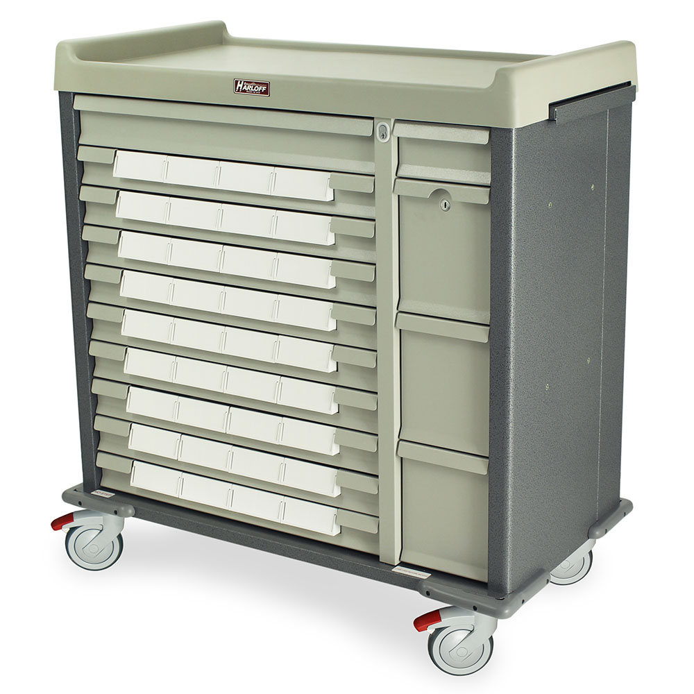 SL36BIN5 Hammertone Gray Standard Line Med-Bin Cart - Quarter Left