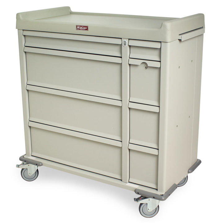 SL600PC Sand Punch Card Medication Cart - Quarter Left