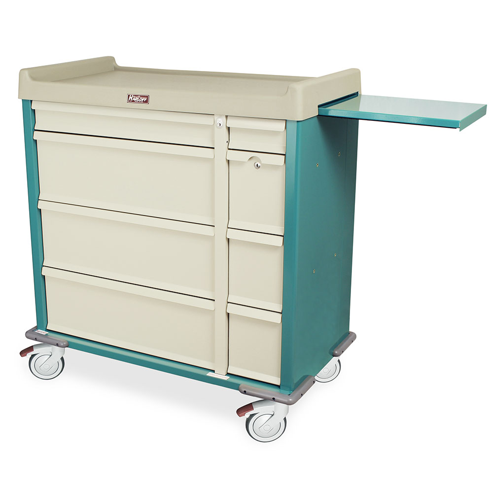 SL600PC Teal Punch Card Medication Cart - Quarter Left