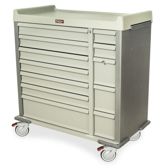 SL72MD Brushed Silver Multi-Dose Bin Medication Cart