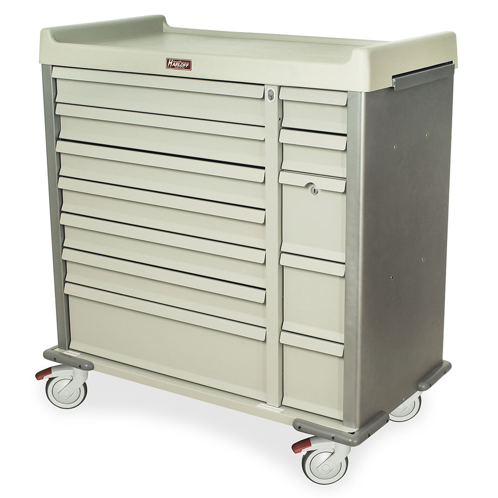 SL72MD Brushed Silver Multi-Dose Bin Medication Cart