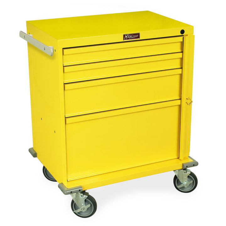 V24-4B Yellow Emergency Cart - Quarter Right