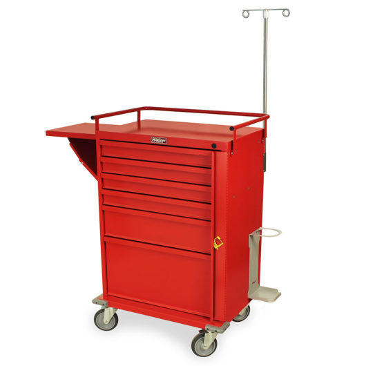 V30-6EMG Red V-Series Emergency Cart - Quarter Left