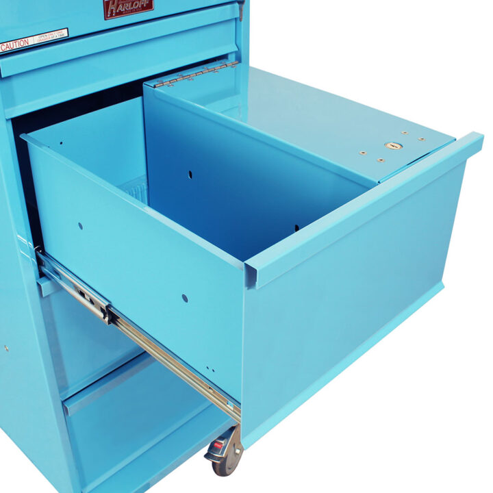 VLT240PC Light Blue Medication Cart for Seniors - Narc Box Closeup