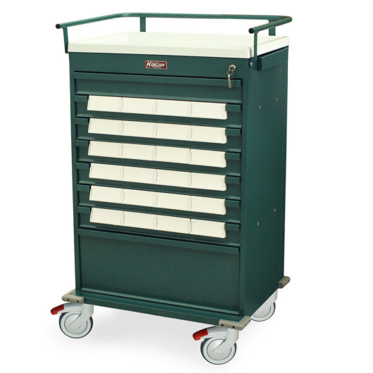 VLT24BIN5 Hammertone Green Medication Cassette Cart Left