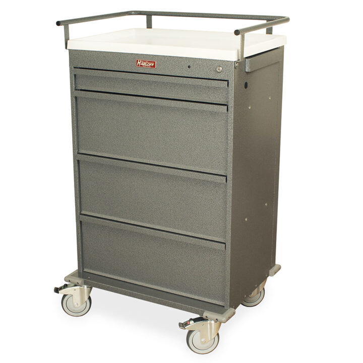 VLT360PC Hammertone Gray Nursing Home Medication Cart - Quarter Left