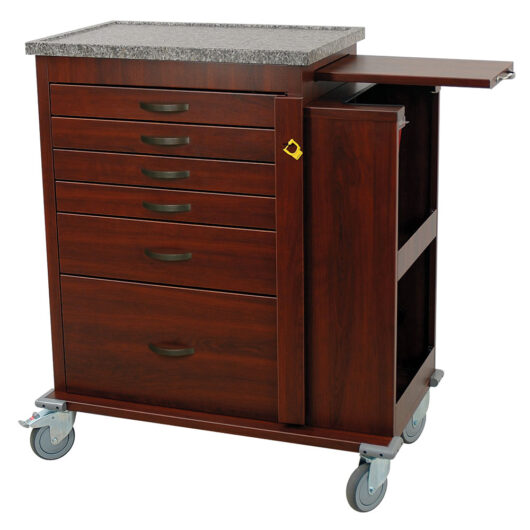 WV6400SC-CM Wood Medical Cart with Side Cabinet - Quarter Right