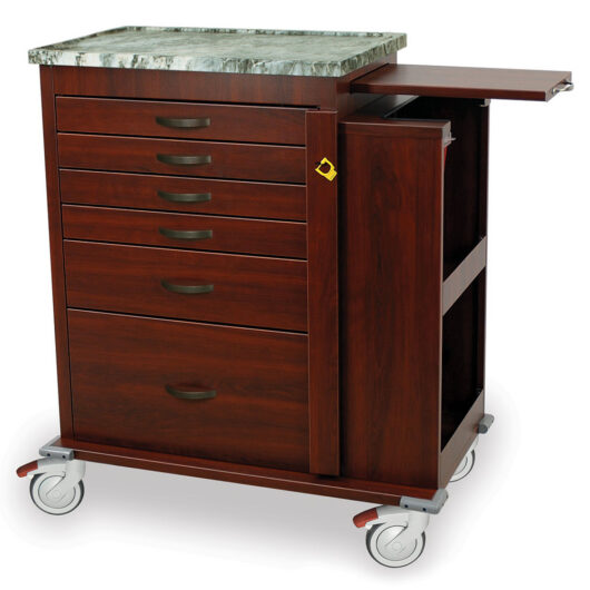 WV6400SC-CM Wood Medical Cart with Side Cabinet - Quarter Right