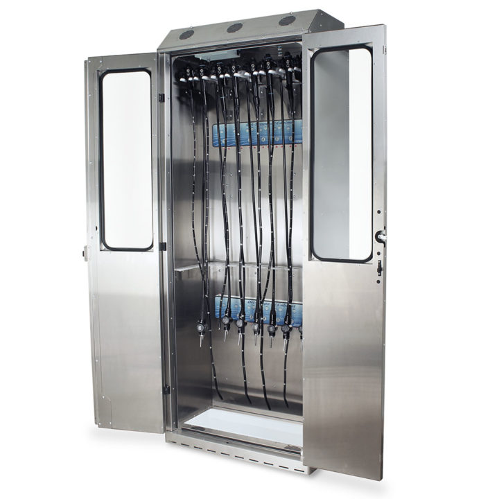 SCSS8036DRDP-DSS3316 Endoscope Drying Cabinet with Dri-Scope Aid - Quarter Left Open with Scopes