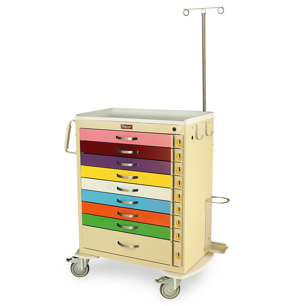 M-Series Tall Medical Pediatric Emergency Cart, Standard Width, Nine  Drawers, MDS3030B09PED-EMG - Harloff