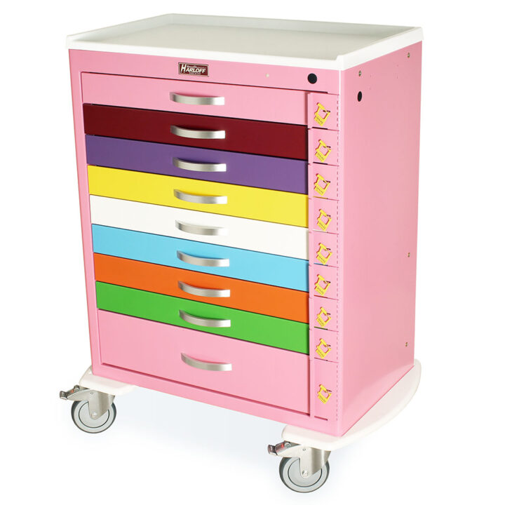 MDS3030B09PED Pink M-Series Pediatric Crash Cart - Quarter Left