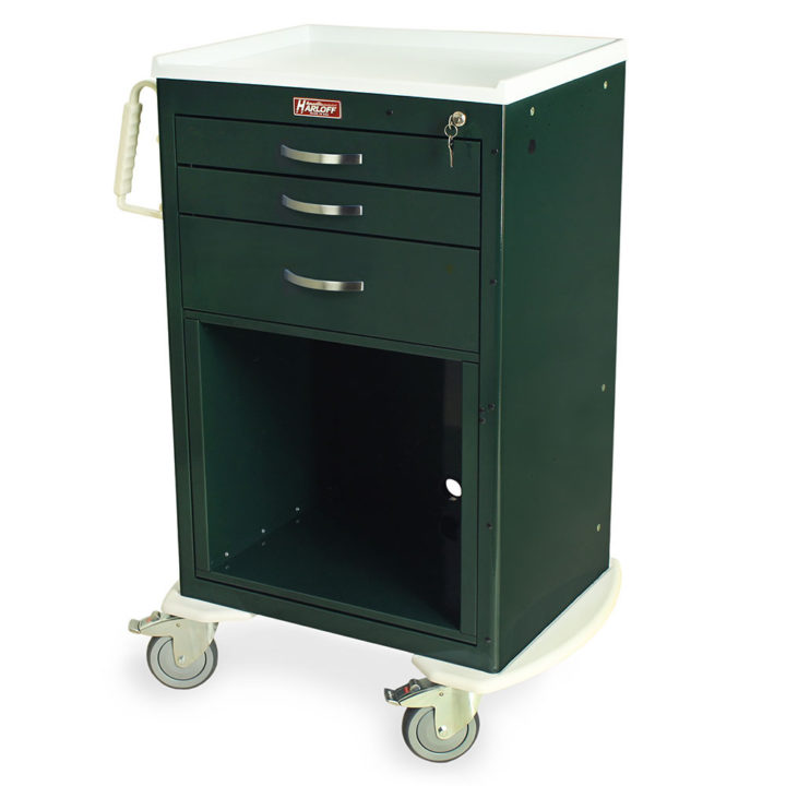 MDS2430KC5 Forest Green Medical Equipment Cart Quarter Left