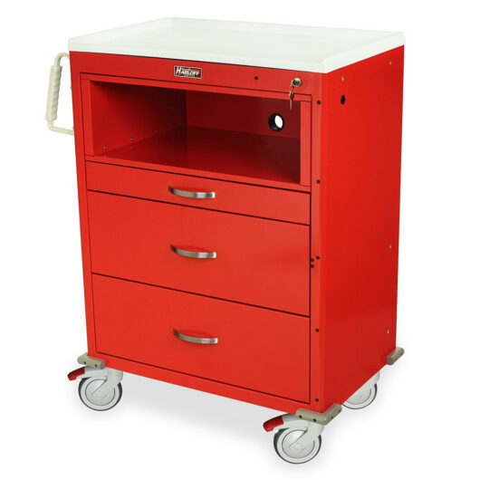 MDS3030KC4 Red Emergency Cart Equipment Holder Quarter Left