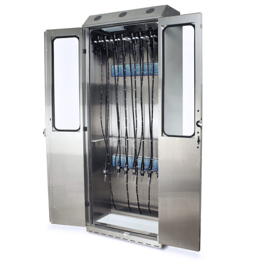 SCSS8036DRDP-DSS316 Endoscope Drying Cabinet with Dri-Scope Aid - Quarter Left Open with Scopes