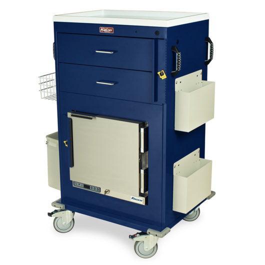 Malignant Hyperthermia Treatment Cart with 1.0 Cubic Feet Medical Grade Refrigerator, Two Drawers, Breakaway Lock, Navy, MH5216B
