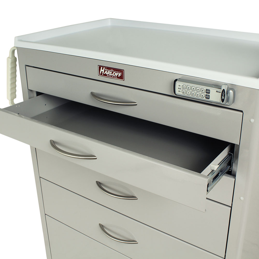 MSeries Tall Anesthesia Cart, Standard Width, Six Drawers, ELock