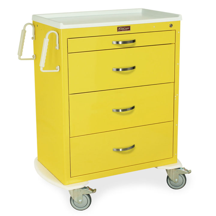 MDS3030K04 Yellow Isolation Carts for Hospitals - Quarter Right