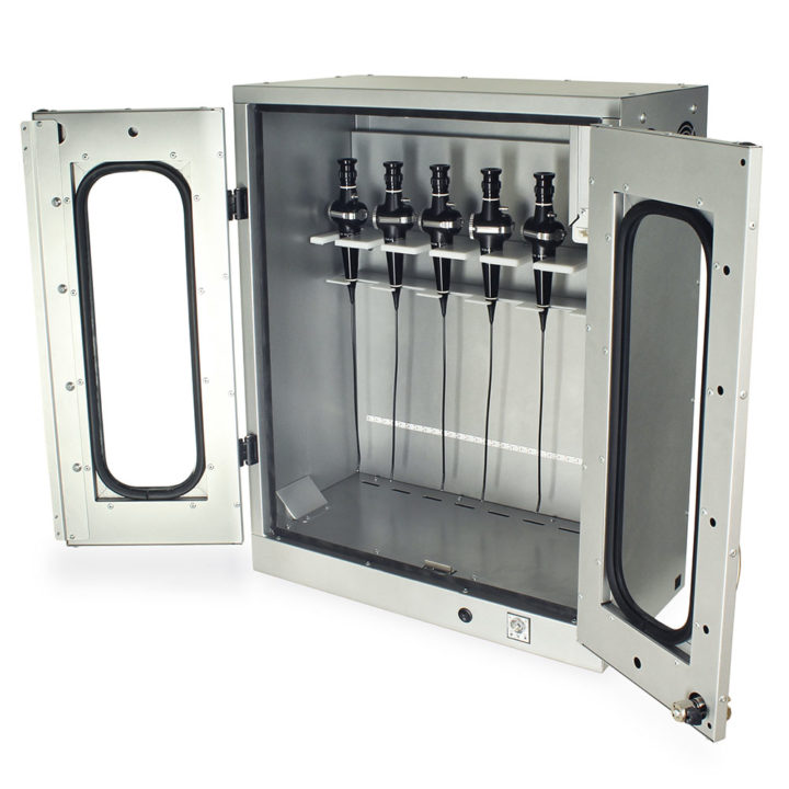 SCW2430DRDP ENT Scope Drying Cabinet - Quarter Left Open with Scopes