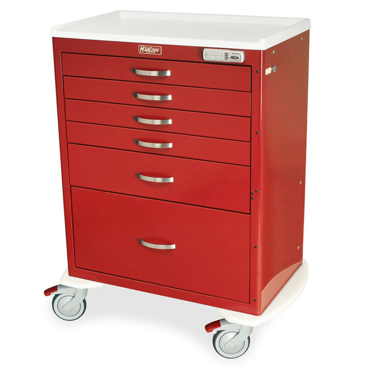M-Series Tall Procedure Cart, Standard Width, Six Drawers, E-Lock