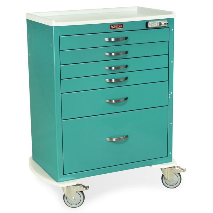 MDS3030E16 Teal Anesthesia Medical Cart - Quarter Right