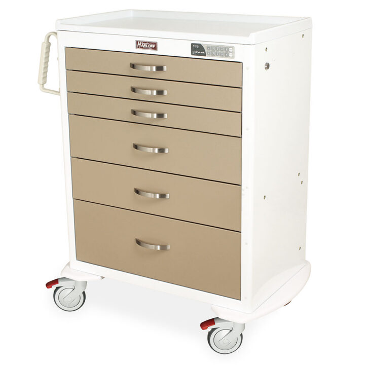M-Series Tall Medical Treatment Cart, Standard Width, Six Drawers