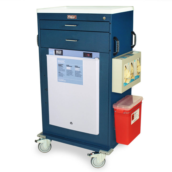 VR4302K-AC Refrigerated Vaccine Cart with Accessories - Quarter Left