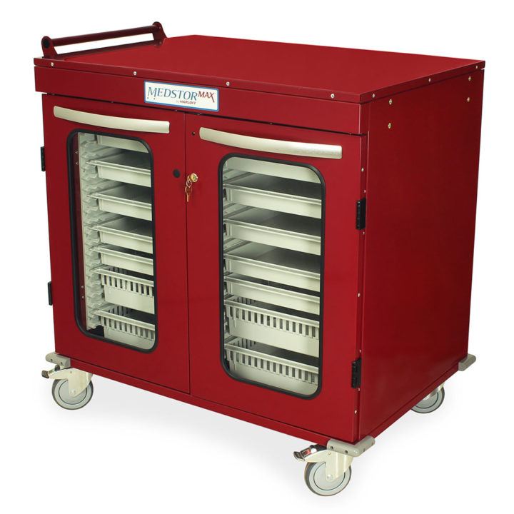 MSPM42-00GK Burgundy Medical Cabinets on Wheels - Quarter Left Closed