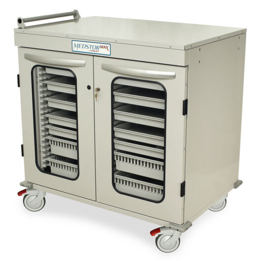 MSPM42-00GK Light Gray Medical Cabinets on Wheels - Quarter Left Closed
