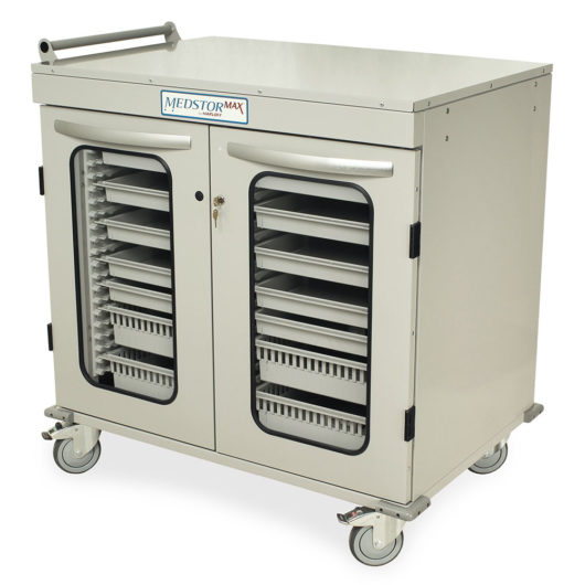 MSPM42-00GK Light Gray Medical Cabinets on Wheels - Quarter Left Closed