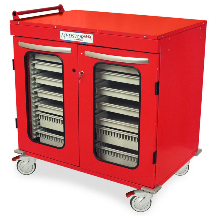 Half Height Double Column Medical Storage Cabinet, Glass Doors