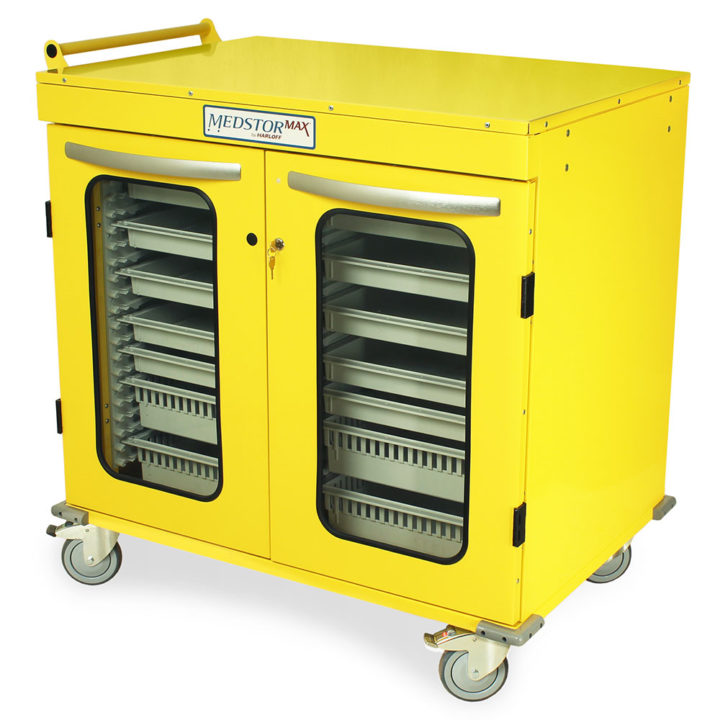 MSPM42-00GK Yellow Medical Cabinets on Wheels - Quarter Left Closed