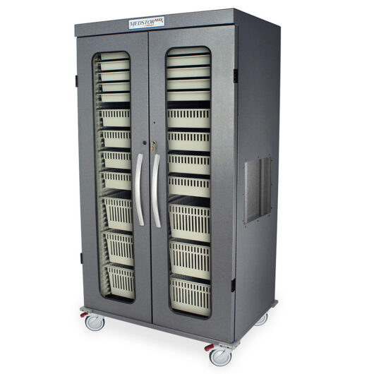 MSPM82-00GK Hammertone Gray Medical Storage Cabinet - Quarter Left Closed
