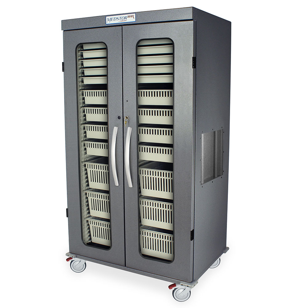MSPM82-00GK Hammertone Gray Medical Storage Cabinet - Quarter Left Closed