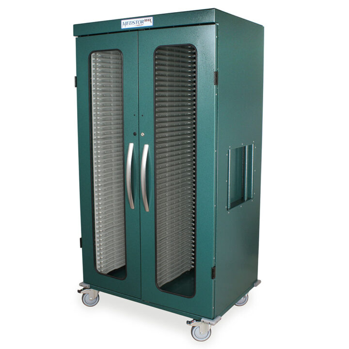 MSPM82-00GK Hammertone Green Medical Storage Cabinet - Quarter Left