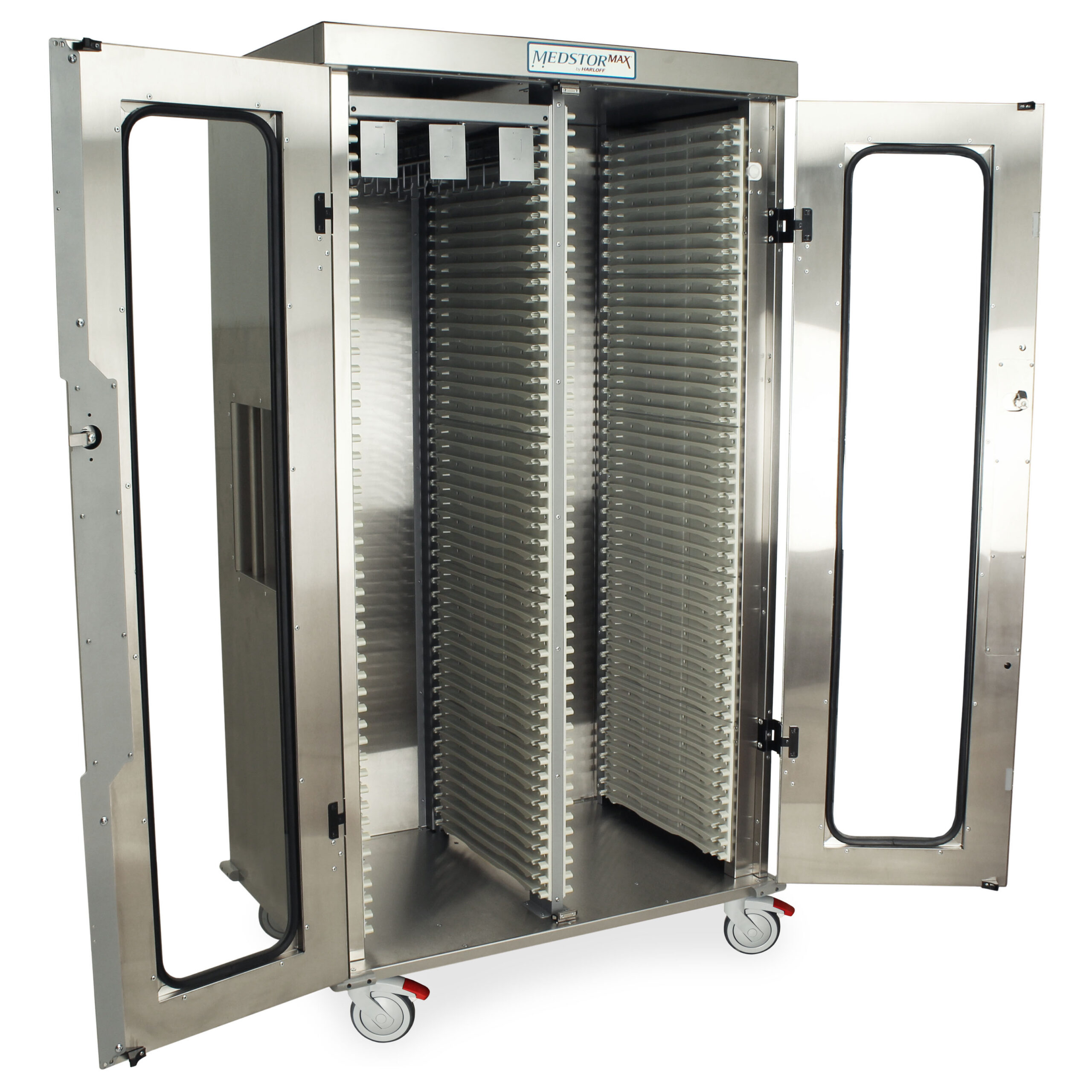 Double Column Medical Storage Cabinet, Stainless, Glass Doors, E-Lock, MSSM82-00GE - Image 4