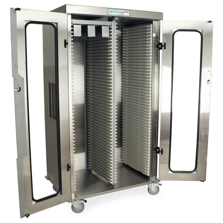 MSSM82-00GE Stainless Steel Catheter Storage Cabinet - Quarter Right Open