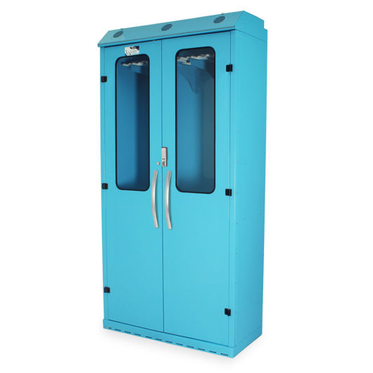 SC8044DREDP Light Blue Adjustable Scope Cabinet - Quarter Left Closed