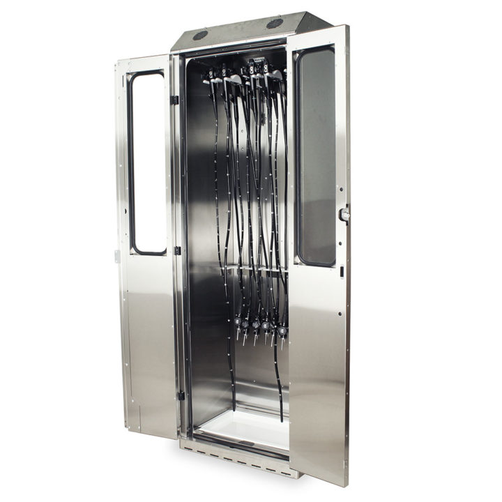 SCSS8030DRDP Flexible Endoscope Storage Cabinet - Quarter Left Open with Scopes