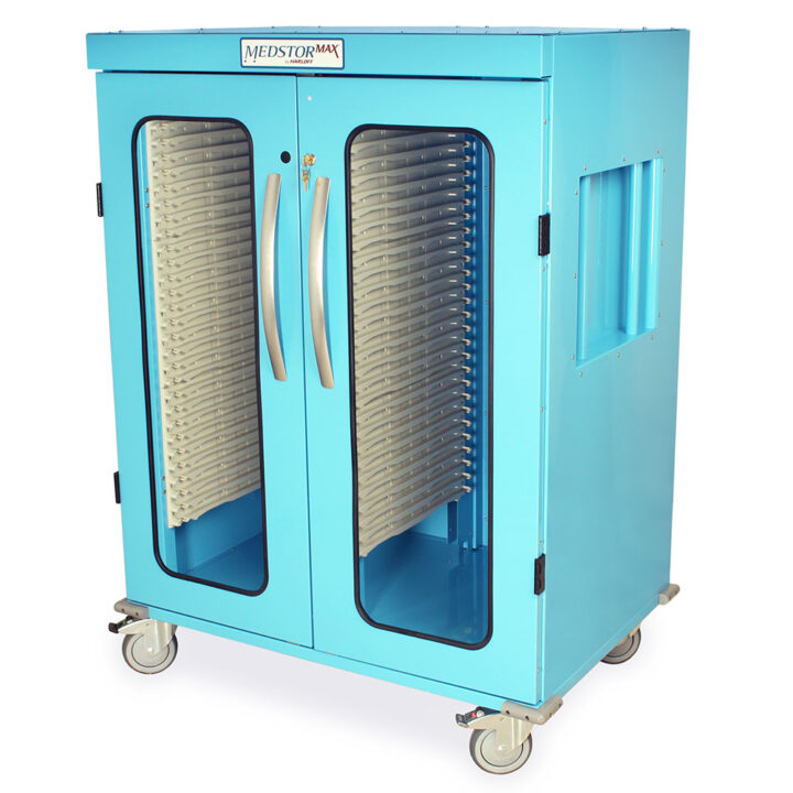 MSPM62-00GK Light Blue Locked Medical Supply Cabinets - Quarter Left