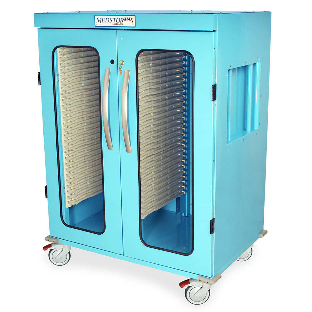 MSPM62-00GK Light Blue Locked Medical Supply Cabinets - Quarter Left Closed