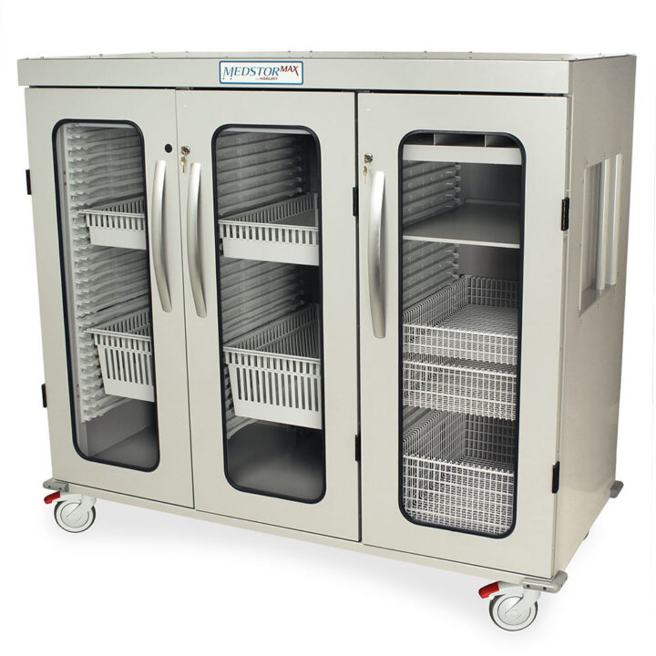 Three Quarter Height Triple Column Medical Storage Cabinet, Glass