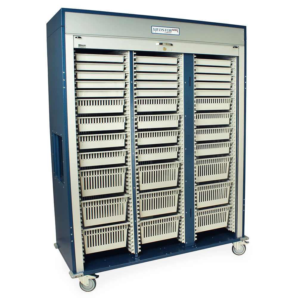 Triple Column Medical Storage Cabinet, Stainless, Glass Doors, Key Lock,  MSSM83-00GK - Harloff
