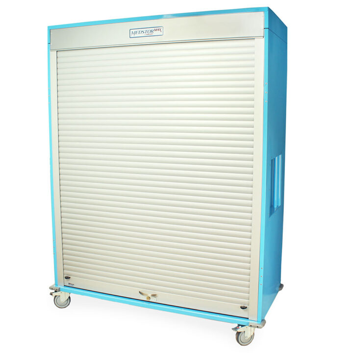 MSPM83-00TK Light Blue Medical Cabinets - Quarter Left Closed