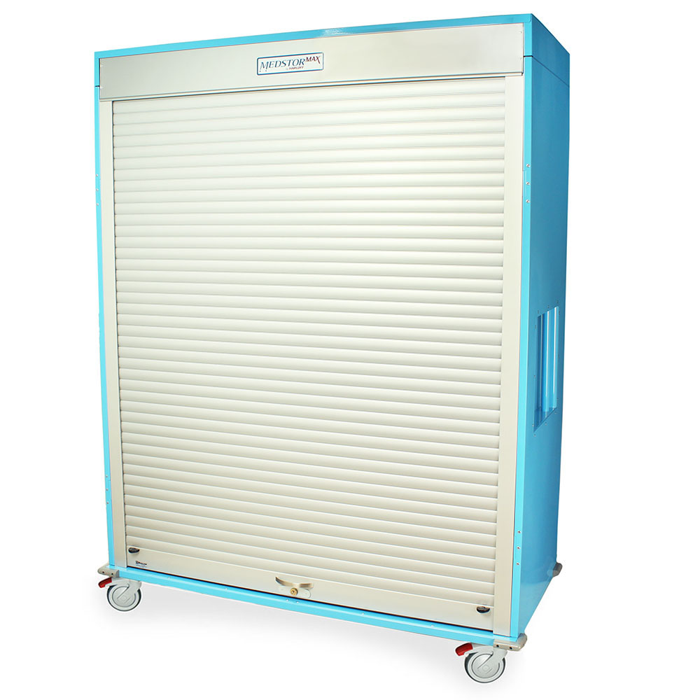 MSPM83-00TK Light Blue Medical Cabinets - Quarter Left Closed